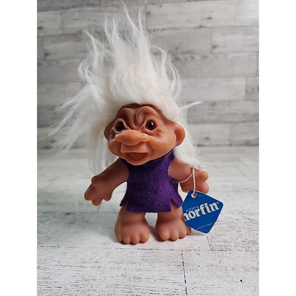 1980s Dam Troll Doll w/ Tag 5" NORFIN Style #520 Denmark